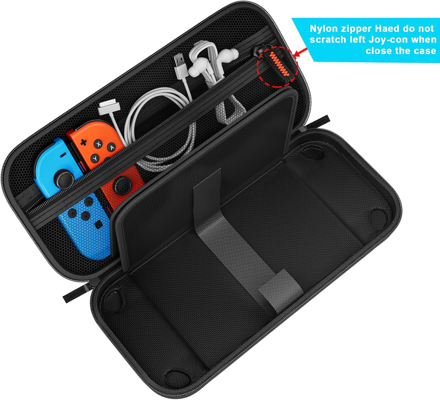 Daydayup Switch Carrying Case Compatible with Nintendo Switch/Switch OLED, with 20 Games Cartridges Protective Hard Shell Travel Carrying Case Pouch for Console & Accessories, Black