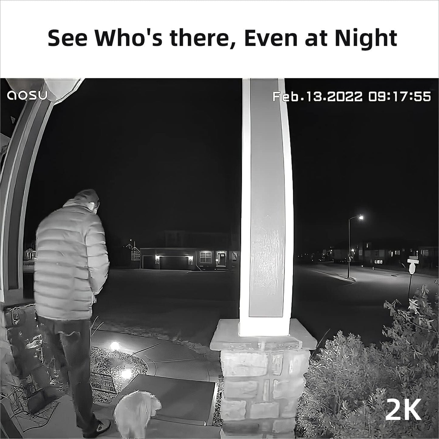 AOSU Doorbell Camera Wireless Outdoor, Battery-Powered Video Doorbell with Chime, 2K Resolution, Save Locally or to The Cloud, 2.4GHz WiFi, 180-Day Battery Life, Work with Alexa & Google Assistant