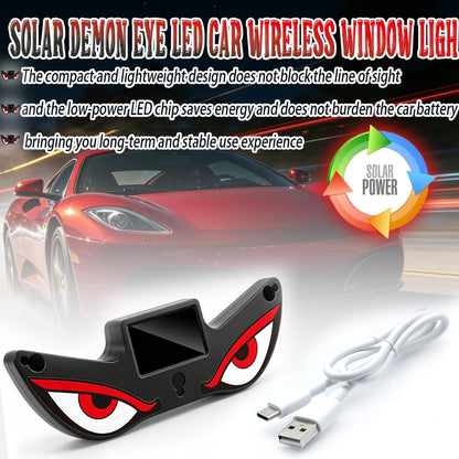 Solar Demon Eye LED Car Wireless Window Light, Eye Light for Windshield Suction Cup Dynamic Windshield Ambient Lamp Solar and USB Powered Lights for SUV, Truck,Van,RV(Red/WhiteEye/Nighttime use)