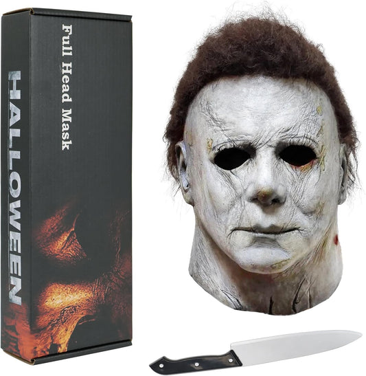 Halloween Mask for Adult With Classic Knife Scary Halloween Cosplay Costume Latex Mask Masquerade
