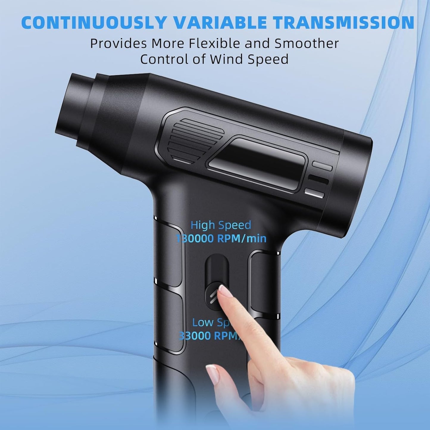 Compressed Air Duster, 130000RPM Electric Air Duster Replaces Compressed Air Cans, 3 Speed, Cordless Air Blower for Cleaning Camera Computer Household Pet Hair