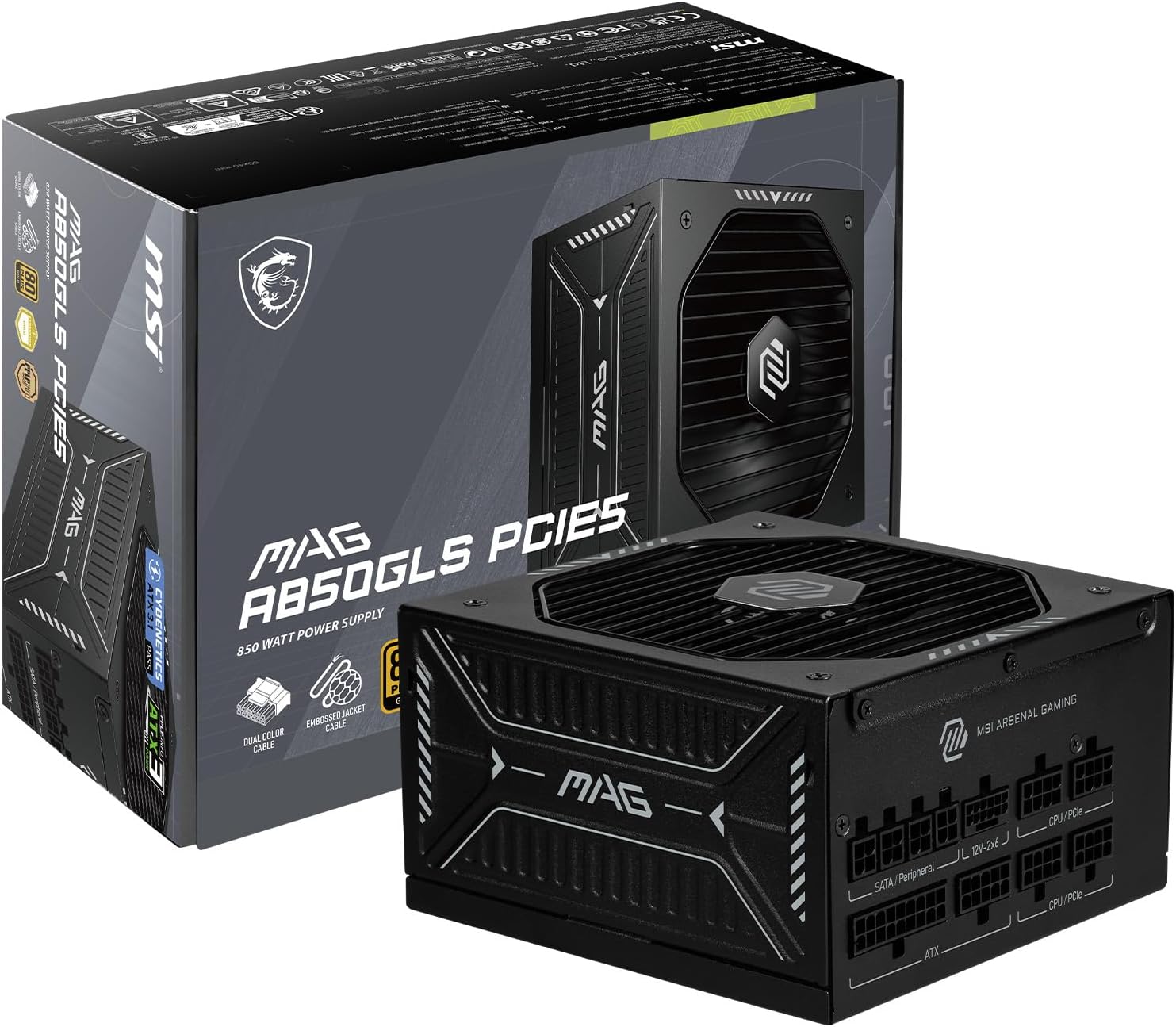 MSI MAG A750GL PCIE 5 Gaming Power Supply - Full Modular - 80 Plus Gold Certified 750W - Compact Size - ATX PSU - PuriLite