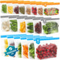 Dishwasher Safe Reusable Storage Bags Stand Up - BPA Free PEVE Reusable Sandwich Bags - Leakproof Gallon Freezer Bags, Silicone Food Storage Bags (20 Pack- 6Gallon+6Sandwich+8Snack)