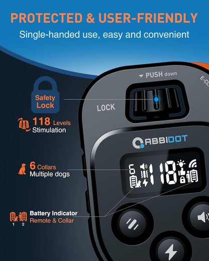 ABBIDOT Shock Collar 2 Dogs - 4500ft Dog Training Collar, 178 Levels, E-cliker, Waterproof Remote & Collar, Night Light E Collar for Small Medium Large Dogs (Black, 2 Collars)