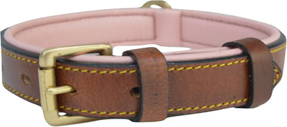Soft Touch Collars Padded Leather Dog Collar, Large Brown - Genuine Real Leather, 24" Long x 1.5 Wide, Fits Neck Size 18" to 21" Inches