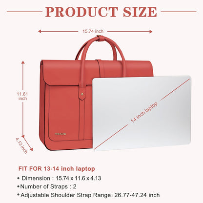MOSISO Laptop Bag for Women, PU Leather Laptop Shoulder Bag Convertible Backpack, Work Travel Computer Bag with Bowknot - PuriLite