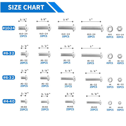 1705 Pcs Machine Screw Assortment Kit, M2 M3 M4 M5 Metric Bolts and Nuts Kit with Lock and Flat Washers, Hex Button Head 10.9 Alloy Steel Cap Screw Set with Allen Wrench