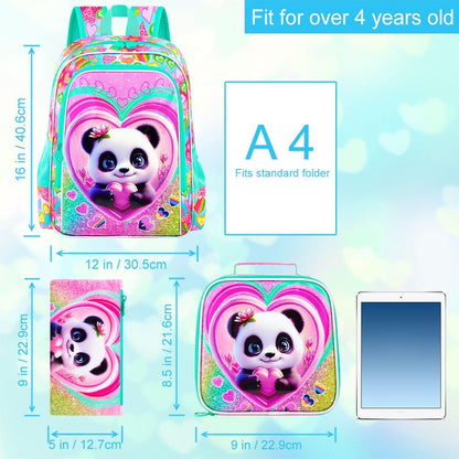 3pcs Backpack for Boys and Girls, 16” Kids Kindergarten Bookbag with Lunch Box, Cute Elementary Backpacks for Boy Girl