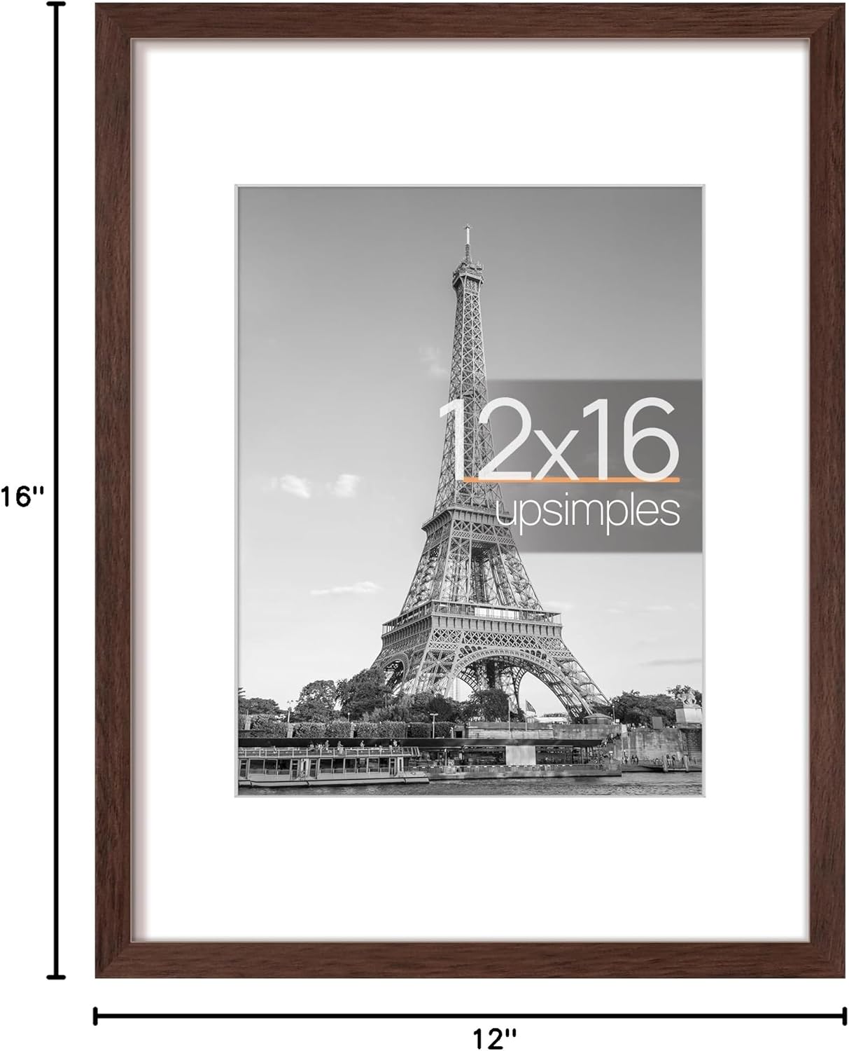 upsimples 11x14 Picture Frame, Display Pictures 8x10 with Mat or 11x14 Without Mat, Wall Hanging Photo Frames, Black