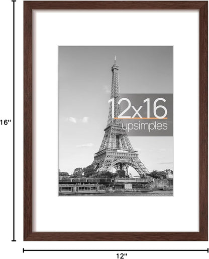 upsimples 11x14 Picture Frame, Display Pictures 8x10 with Mat or 11x14 Without Mat, Wall Hanging Photo Frames, Black
