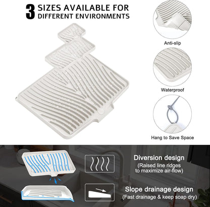 TIKNIK Silicone Dish Drying Mat for Kitchen Counter, Dish Drying Pad, Non-Slip Drain Pad with Built-in Drain, Heat Resistant Stone Drying Mat(40 L x 33 W cm, Grey)