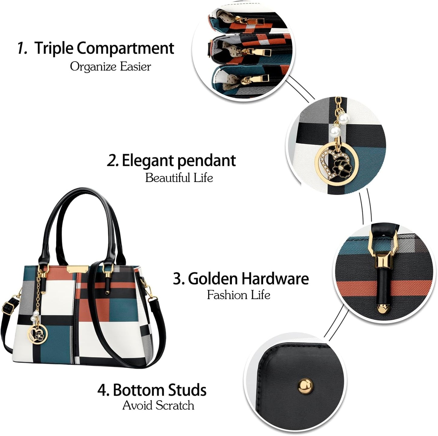 KKXIU Trendy Tote Bag for Women Lightweight Oxford Big Capacity Shoulder Purses and Handbags