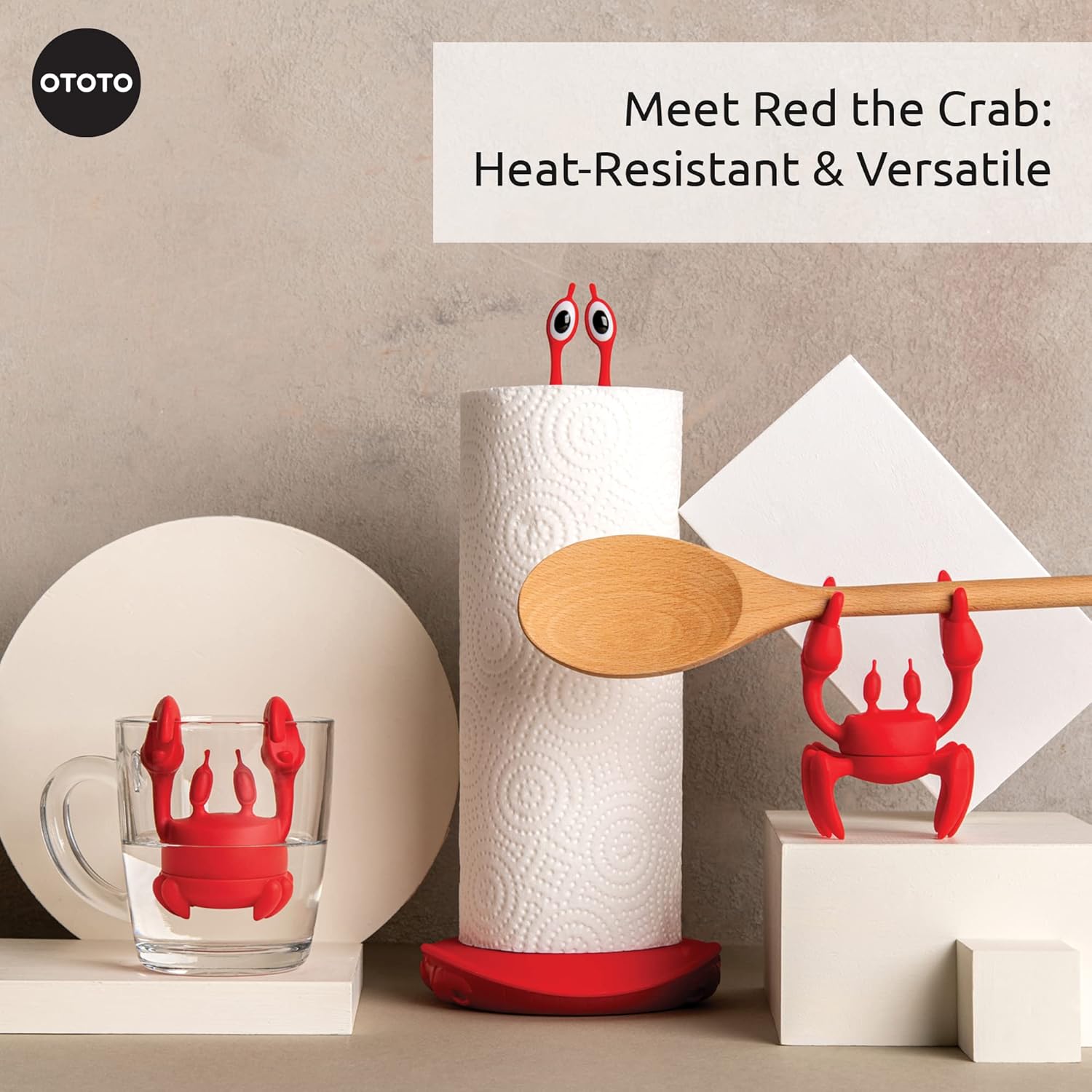 Red Crab Silicone Utensil Rest – Heat-Resistant Spoon, Ladle & Chopstick Holder – Non-Slip Kitchen Gadget for Cooking, Baking, and Grilling – Dishwasher Safe - PuriLite