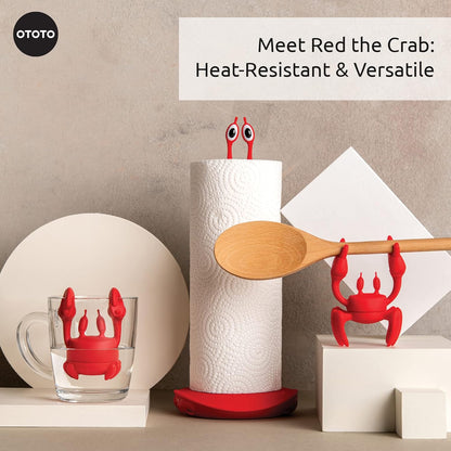 Red Crab Silicone Utensil Rest – Heat-Resistant Spoon, Ladle & Chopstick Holder – Non-Slip Kitchen Gadget for Cooking, Baking, and Grilling – Dishwasher Safe - PuriLite