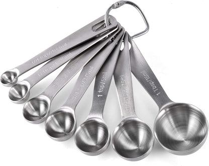 Measuring Cups, U-Taste Measuring Cups and Spoons Set of 15 in 18/8 Stainless Steel : 7 Measuring Cups and 7 Measuring Spoons with 2 D-Rings and 1 Professional Magnetic Measurement Conversion Chart