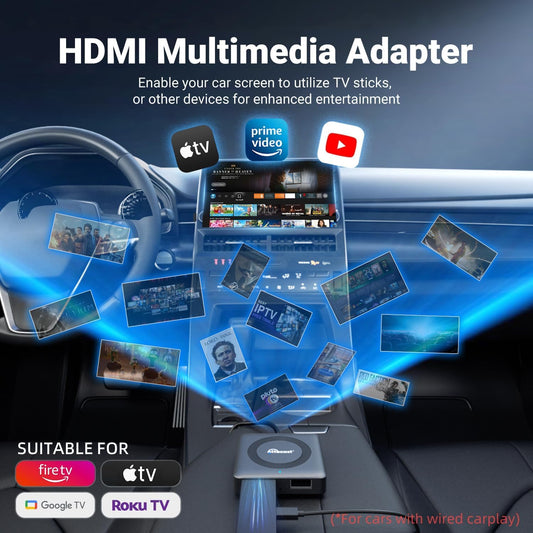 OTTOCAST Car TV Mate Pro Wireless CarPlay Adapter - Compatible with Fire TV Stick Converter for Car - Compatible with Set Top Box, Switch - HDMI to USB Converter for OEM CarPlay Cars - PuriLite