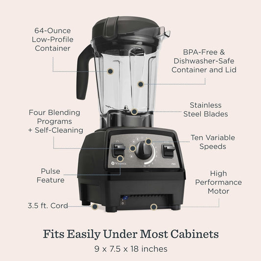 Vitamix Propel Series 750 Professional-Grade Blender, 4 Programs, Black