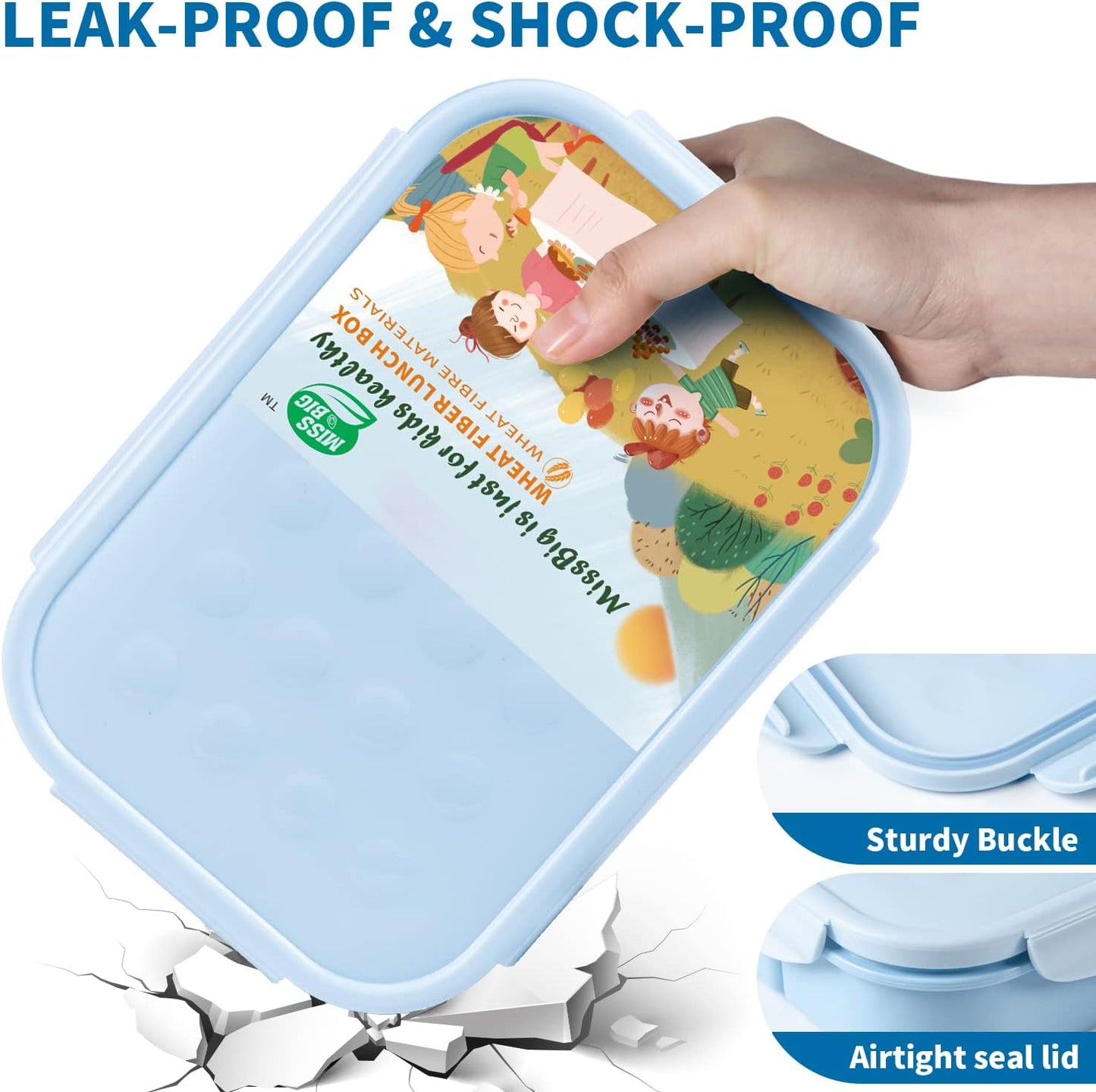 MISS BIG® Bento Box,Lunch Box Adult,Ideal Leak Proof Lunch Containers,Mom's Choice Lunch Box for Kids,No BPAs and No Chemical Dyes,Microwave and Dishwasher Safe Lunch Container (1900ml White)