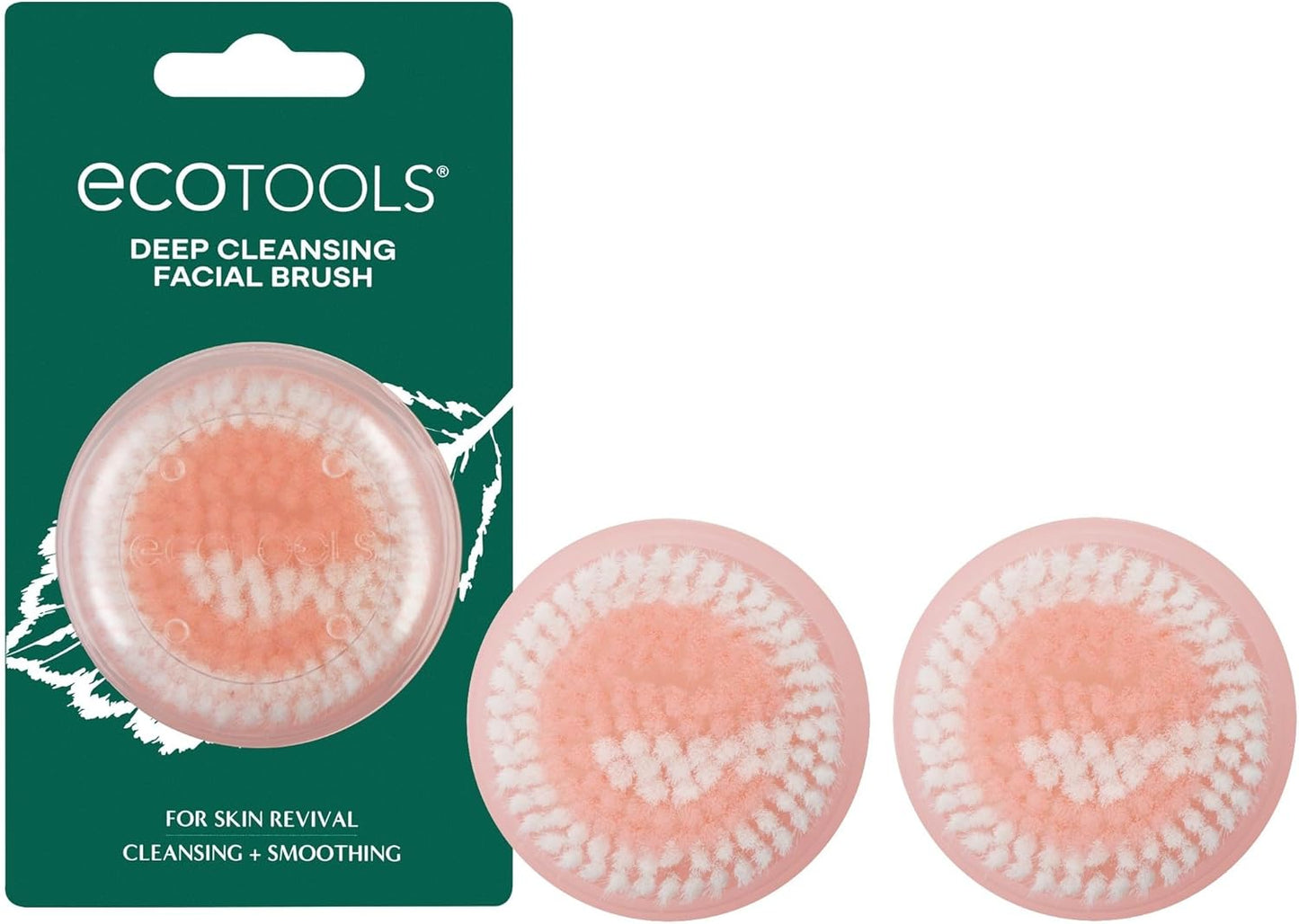 EcoTools Mini Facial Cleansing Brush, Infused with Citrus, Boosts Collagen, Safe for Sensitive Skin, Exfoliates & Clean Pores, Travel Sized, Ecofriendly, Vegan & Cruelty-Free, 2 Count