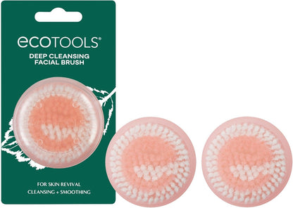EcoTools Mini Facial Cleansing Brush, Infused with Citrus, Boosts Collagen, Safe for Sensitive Skin, Exfoliates & Clean Pores, Travel Sized, Ecofriendly, Vegan & Cruelty-Free, 2 Count