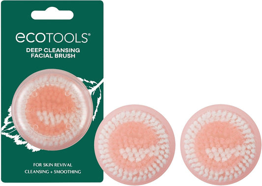 EcoTools Mini Facial Cleansing Brush, Infused with Citrus, Boosts Collagen, Safe for Sensitive Skin, Exfoliates & Clean Pores, Travel Sized, Ecofriendly, Vegan & Cruelty-Free, 2 Count