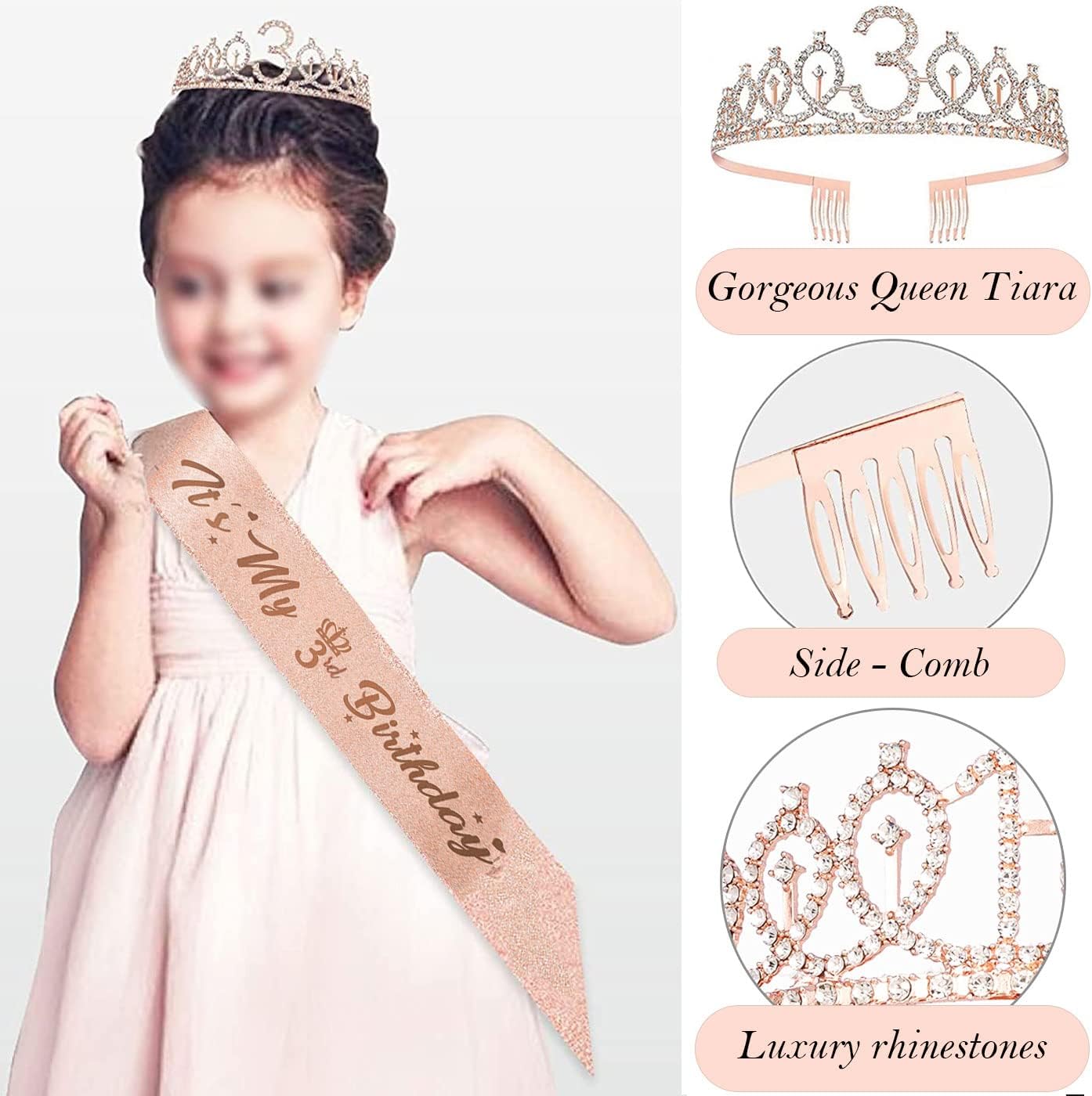 8pcs 40th Birthday Decorations gifts for Women, Including 40th Happy Birthday Cake Topper, Queen Sash with Pearl Pin, Sweet Rhinestone Tiara Crown for Women, Number Candles and Balloons (Rose Gold)