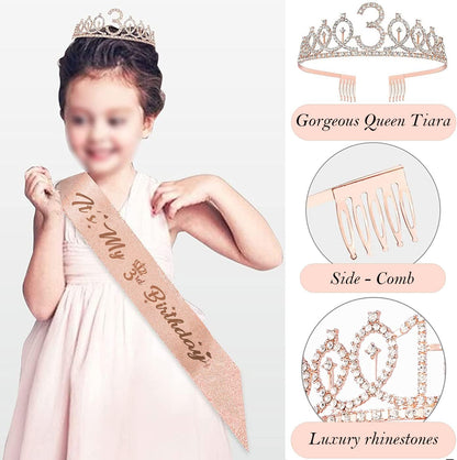 8pcs 40th Birthday Decorations gifts for Women, Including 40th Happy Birthday Cake Topper, Queen Sash with Pearl Pin, Sweet Rhinestone Tiara Crown for Women, Number Candles and Balloons (Rose Gold)