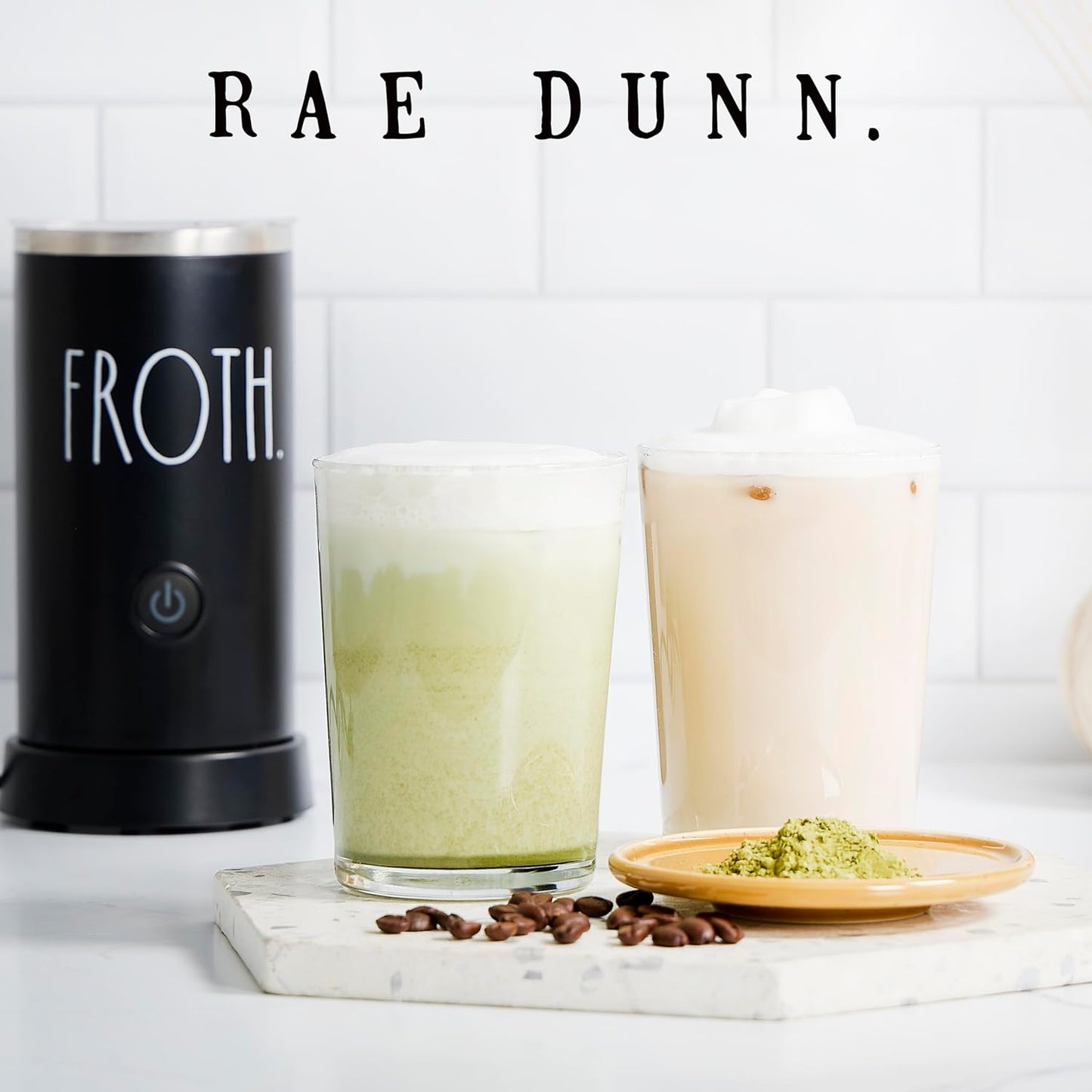 Rae Dunn - Electric Milk Frother - Elegant Automatic Milk Steamer and Frother, Milk Warmer, Hot and Cold Frothing Machine for Coffee, Latte, Cappuccino, Macchiato,