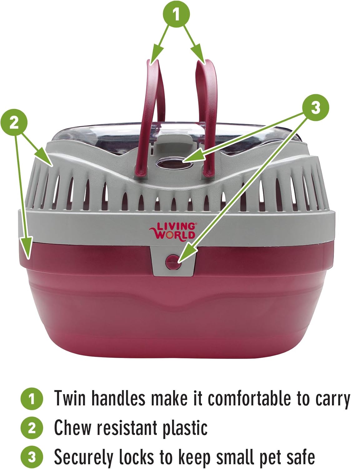 Living World 60888 Pet Carrier, Red/Grey, Large