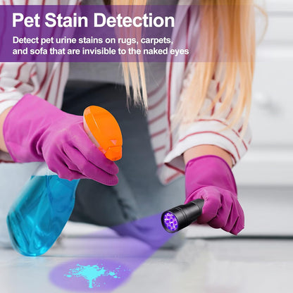 12 LED UV Blacklight Flashlight for Pet Urine Detection, Portable Ultraviolet Stain Finder for Carpets, Rugs, Floors and Home Inspection - PuriLite