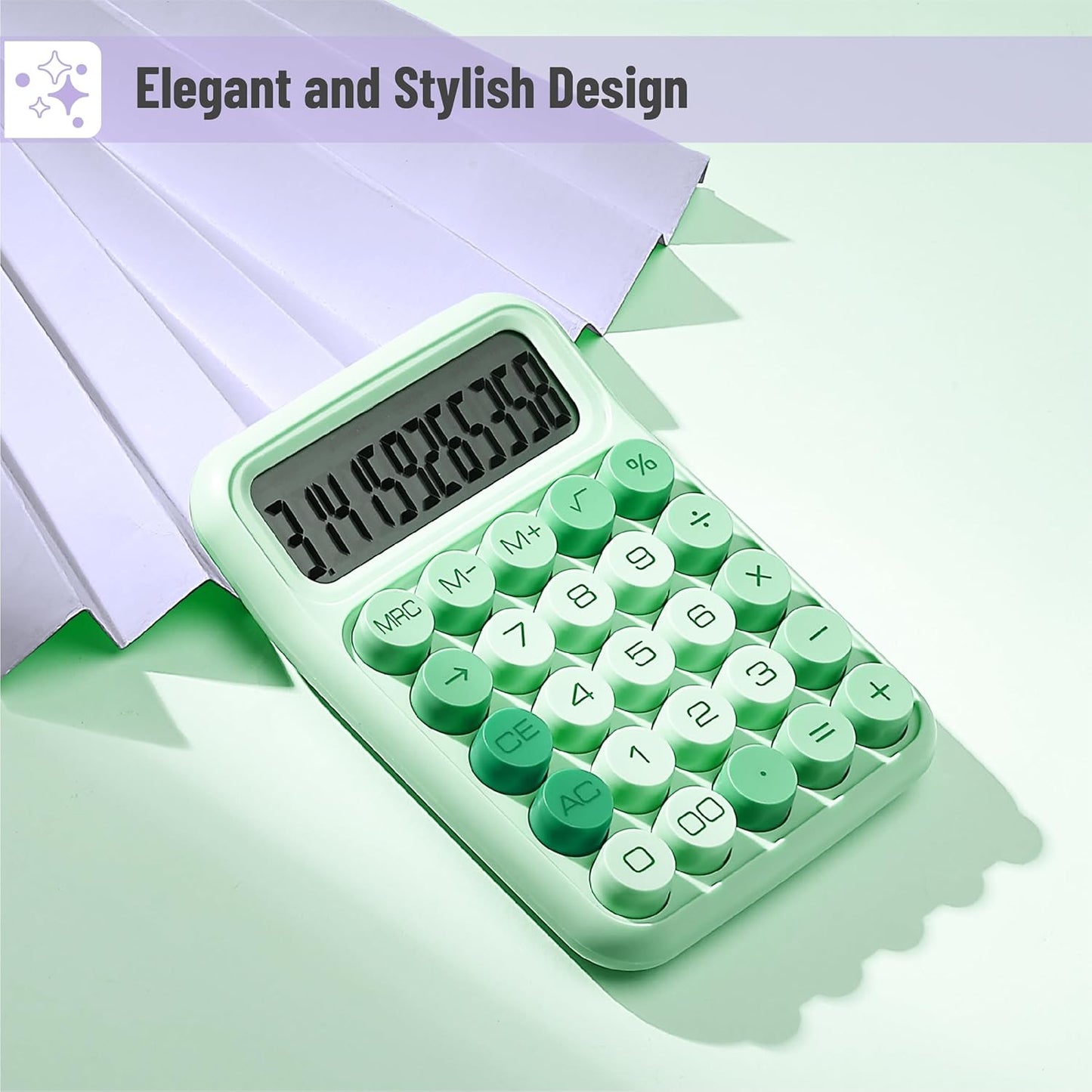 Mr. Pen- Mechanical Switch Calculator, 12 Digits, Large LCD Display, Orange With Big Buttons, Desktop, Cute and Aesthetic Design