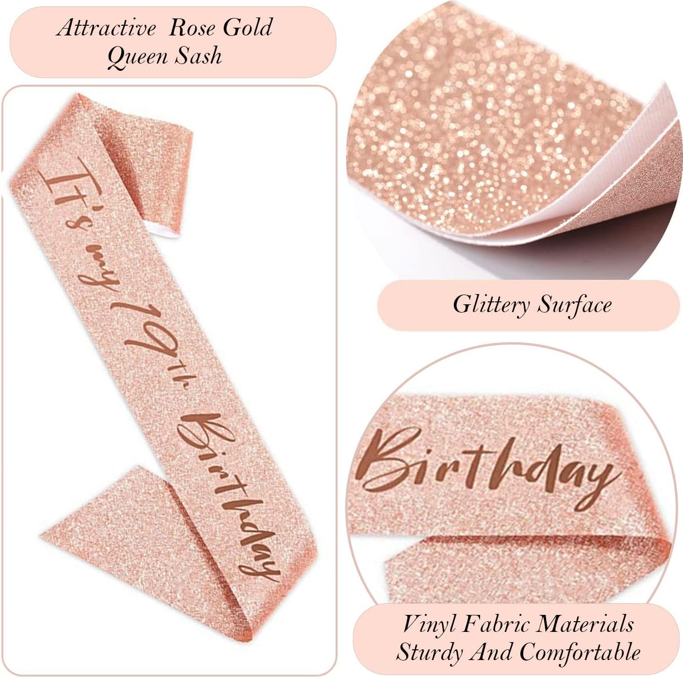 8pcs 40th Birthday Decorations gifts for Women, Including 40th Happy Birthday Cake Topper, Queen Sash with Pearl Pin, Sweet Rhinestone Tiara Crown for Women, Number Candles and Balloons (Rose Gold)