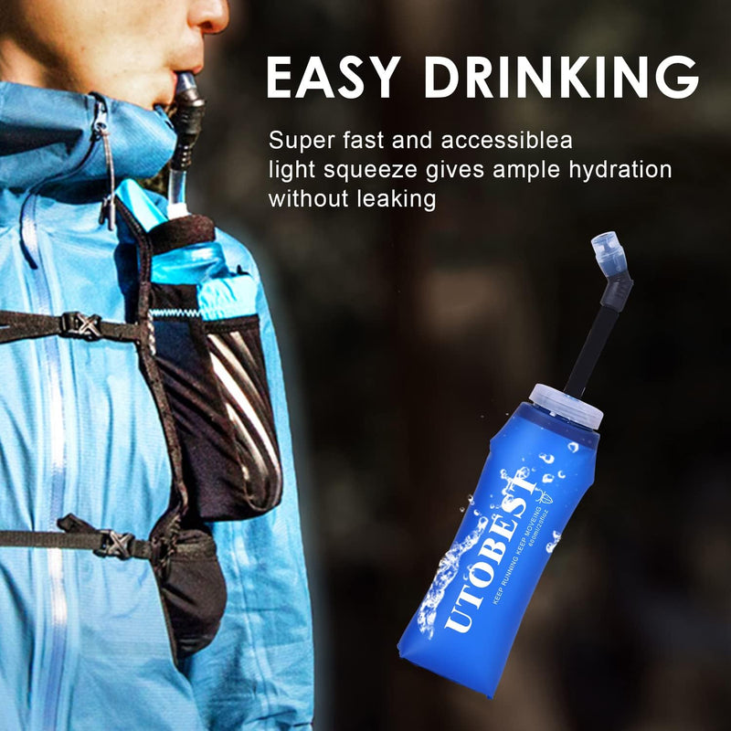 UTOBEST Soft Flask Running Water Bottle Collapsible Water Bottle for Trail Running Hydration Pack Hiking Cycling Climbing 150ML/250ML/350ML/450ML/500ML/550ML