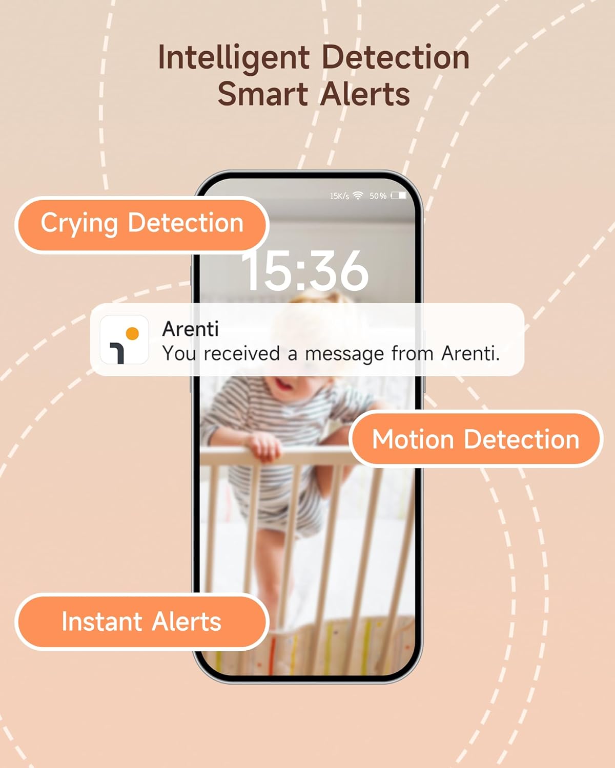 Arenti Baby Monitor 2 Cameras, 2K Smart Baby Camera 2PC with 5-Inch Upgraded Wireless Display 1PC, Super Night Vision, Lullabies, Cry & Motion Detection, Temp & Humidity Sensor, Two Way Audio, ‎Wifi 6