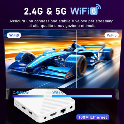 LEFFOT Android 14.0 TV Box 2025, H313 4K Ultra HD Streaming Device for TV, 2GB RAM + 16GB ROM, Smart TV Box with HDR10, Voice Control, 2.4G & 5G WiFi 6, 100M Ethernet, H313 Quad Core ARM Cortex A53