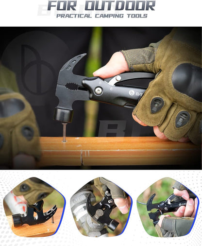 BIBURY 12-in-1 Hammer Multitool Survival Gear – Stainless Steel Camping & Outdoor Multi Tool with Safety Lock and Nylon Pouch - PuriLite