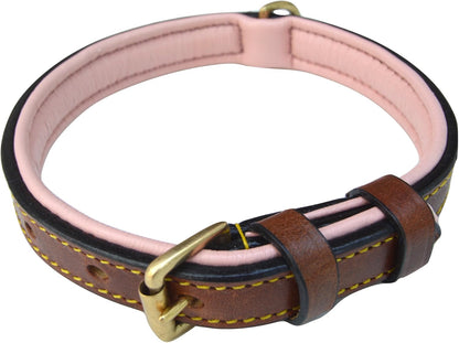 Soft Touch Collars Padded Leather Dog Collar, Large Brown - Genuine Real Leather, 24" Long x 1.5 Wide, Fits Neck Size 18" to 21" Inches