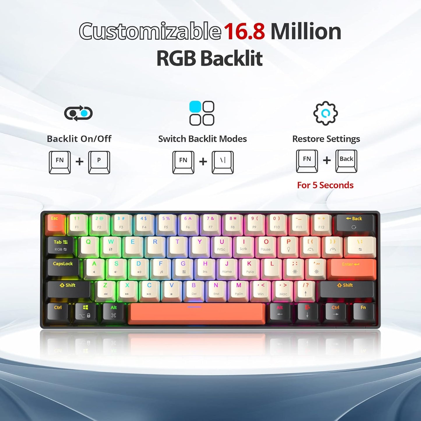 Fogruaden Full Size Mechanical Keyboard, Green Matcha Keyboard, Wired USB 104 Keys RGB Backlit Gaming Keyboard with Number Pad, Red Switches, NKRO Mechanical Keyboard for Windows Laptop PC Gamer