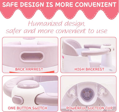Baby Bath Seat for Babies 6 Months & Up, Non-Slip Infant Toddler Baby Bathtub Bath Seat for Sitting Up, Baby Tub Seat with Suction Cups for Shower (Pink)