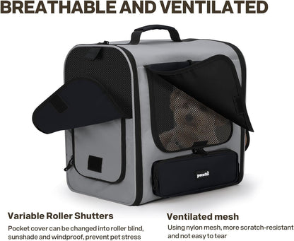 Pecute Cat Backpack, Dog Backpack Carrier with Widened Interior Space,Stable and Secure Pet Car Seat for Sitting and Lying, Breathable Pet Transport Bag Suitable for Hiking, Trekking, Car TravelGray