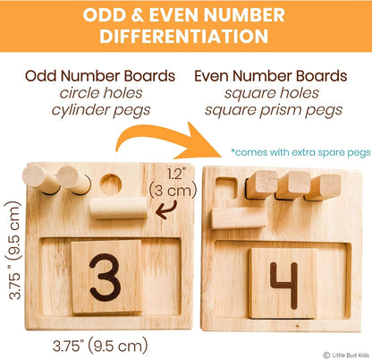 LITTLE BUD KIDS Counting Pegs Ten Frame Math Game - Number Peg Boards with Addition & Subtraction Flash Cards, A Number Learning Resources Toddler Math Puzzle & Kindergarten Montessori Toy