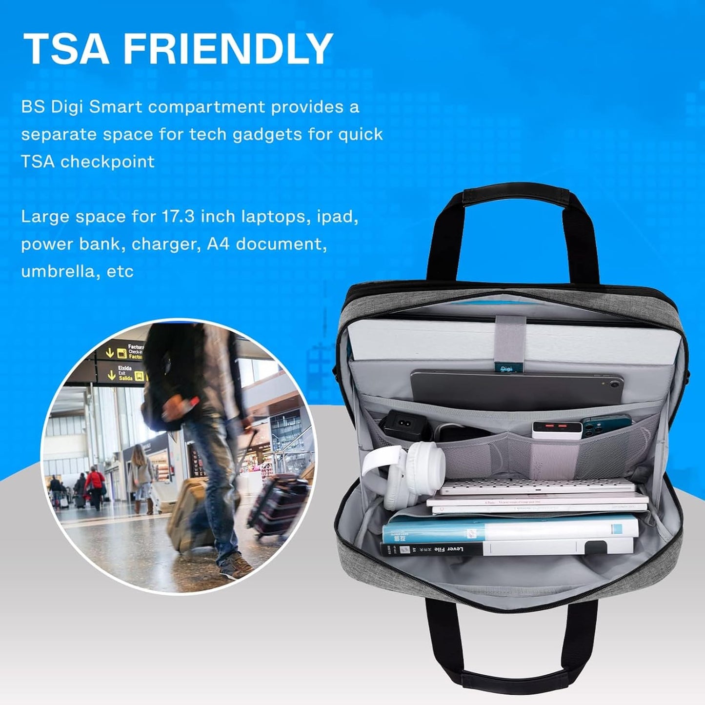 BAGSMART 17.3 Inch Laptop Bag, Expandable Computer Bag Laptop Briefcase Men Women Laptop Shoulder Bag