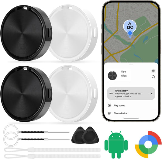 Android Tracker Tag-4 Pack, Smart Tags Bluetooth Luggage Tracker Anti Lost Keys Finder/Item Locator Work with Google's Find Hub for Key, Backpack, Luggage, Wallet, Precise Position
