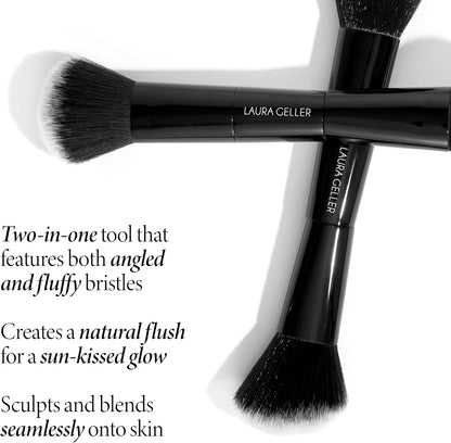 LAURA GELLER NEW YORK Dual-Ended Blush + Bronzer Brush - Blush Bronzer Contour Face Makeup Brush
