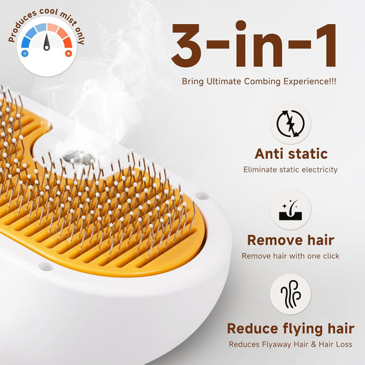 Cat Steam Brush for Dogs & Cats – 3-in-1 Pet Deshedding Tool for Long & Short Haired Pets, Grooming Shedding Brush-Contains shampoo - PuriLite