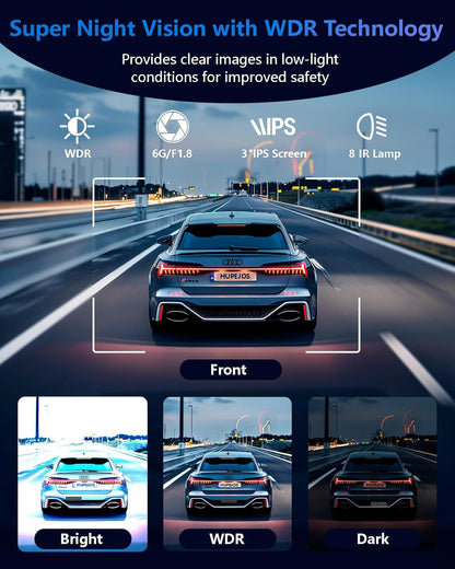 AI Dash Cam, 4 Channel Dash Cam Front and Rear, 4K Dash Camera with Driver Monitor System, Car Camera with 128GB SD Card, 360° Camera for Cars Built-in WiFi GPS, Night Vision, 24H Parking Mode V8Pro
