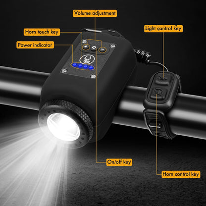 Welltop Bike Horn, 2 in 1 Electric Bike Horn Bike Light, 110 dB Bicycle Horn with 4 Light Modes & 6 Sound Modes, IPX5 Waterproof & USB Rechargeable Bike Lights for Night Riding for Adults & Kids