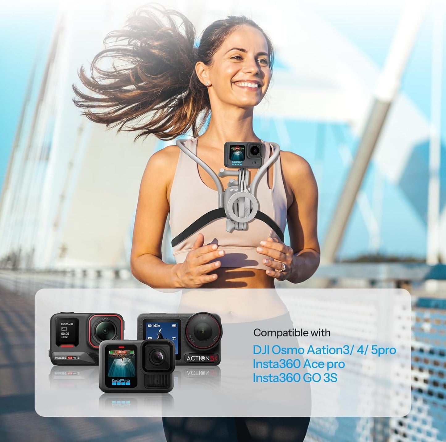 OMOTON Magnetic Phone Holder Neck Mount, POV/VLOG Selfie Cellphone Stand for Live Streaming & Video Recording with Chest Strap Fits for Magsafe iPhone Air/17/16/15/14 Series/Insta360