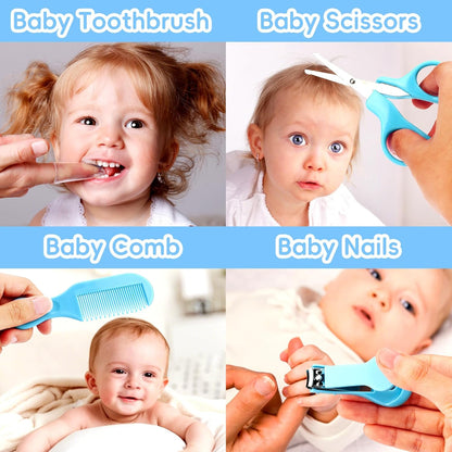 Baby Grooming Kit - 19 in 1 Nursery Essentials Baby Registry Shower Gift for Newborns, Infants, Toddlers, Boys, Girls Kids-Safety Baby Comb, Brush, Finger Toothbrush, Nail Clippers, Scissors(Green)