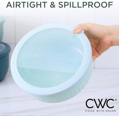 COOK WITH COLOR Prep Bowls with Lids- 8 Piece Nesting Plastic Small Mixing Bowl Set with Lids (Teal Ombre)